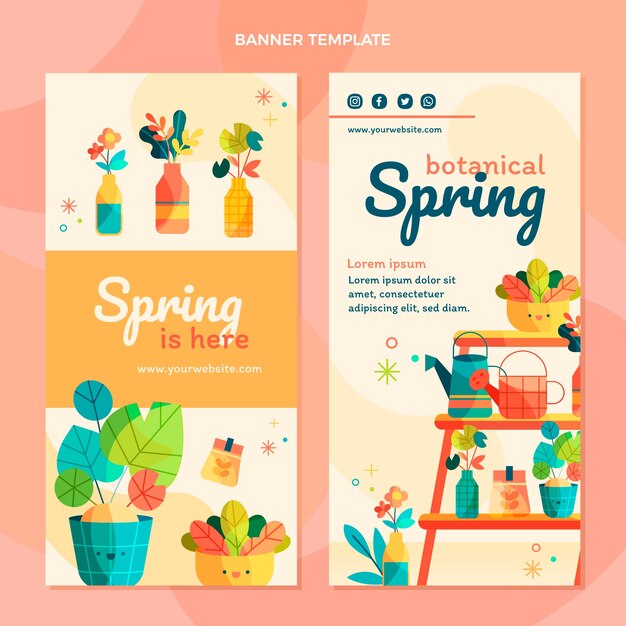 Flat spring vertical banners set