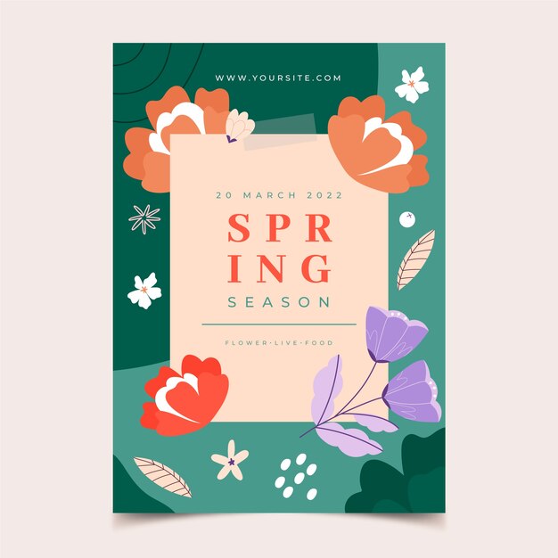 Flat spring vertical poster template