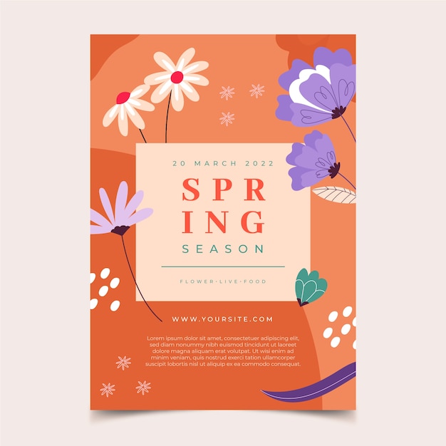 Free vector flat spring vertical poster template