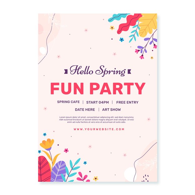 Flat spring vertical poster template