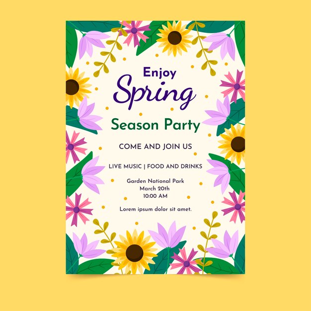 Flat spring vertical poster template