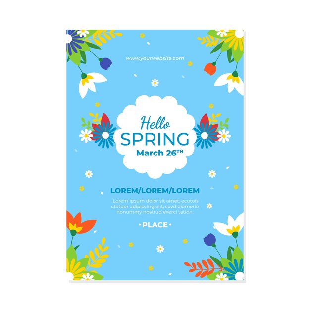 Flat spring vertical poster template