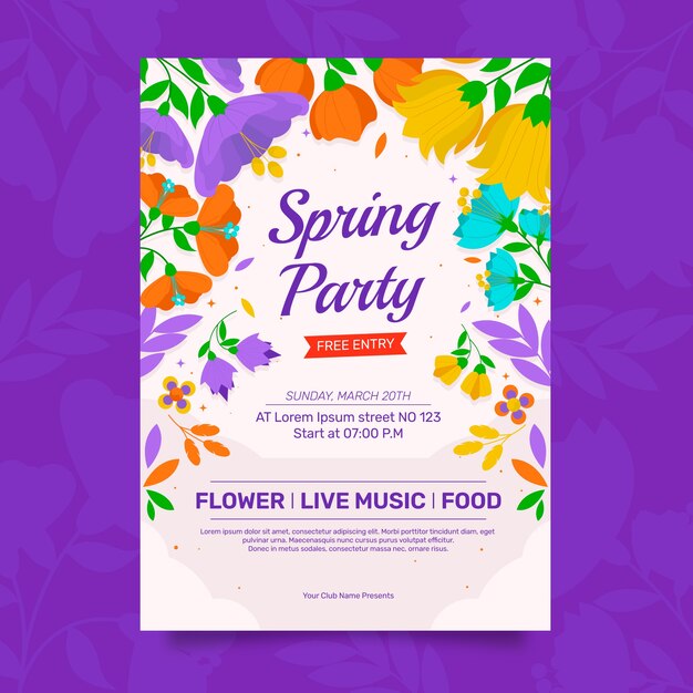 Flat spring vertical poster template