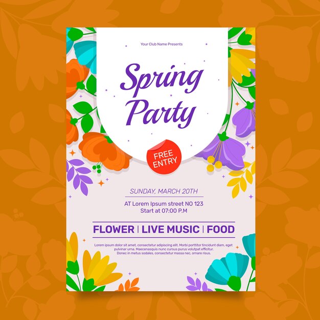 Flat spring vertical poster template