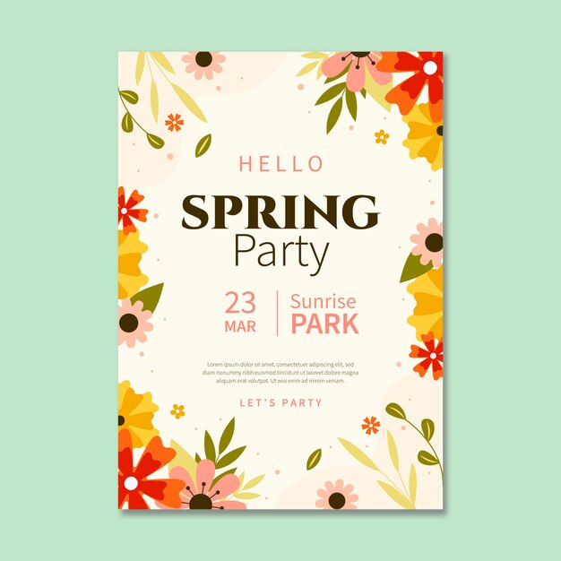 Flat spring vertical poster template