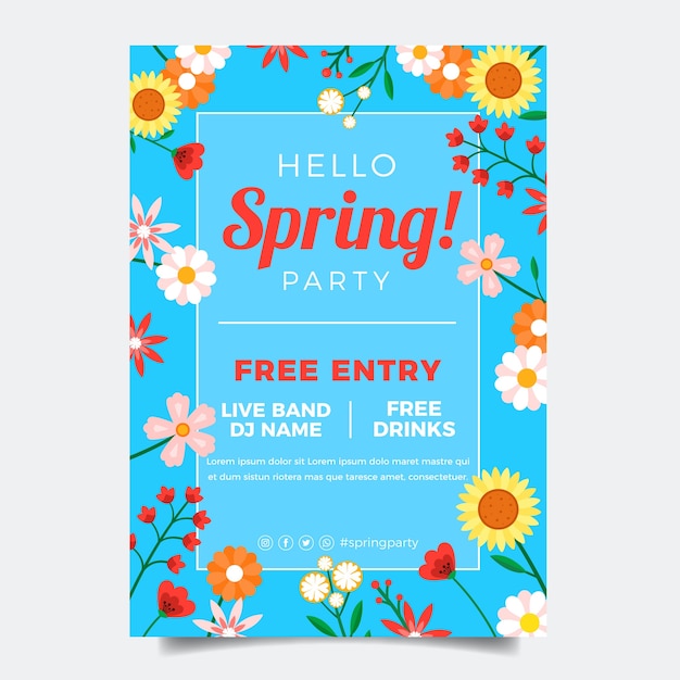 Flat spring vertical poster template