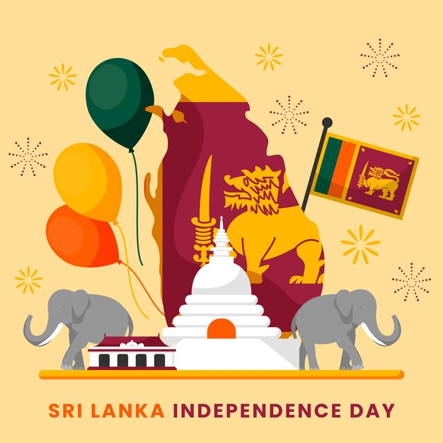 Free Vector flat sri lanka independence day illustration