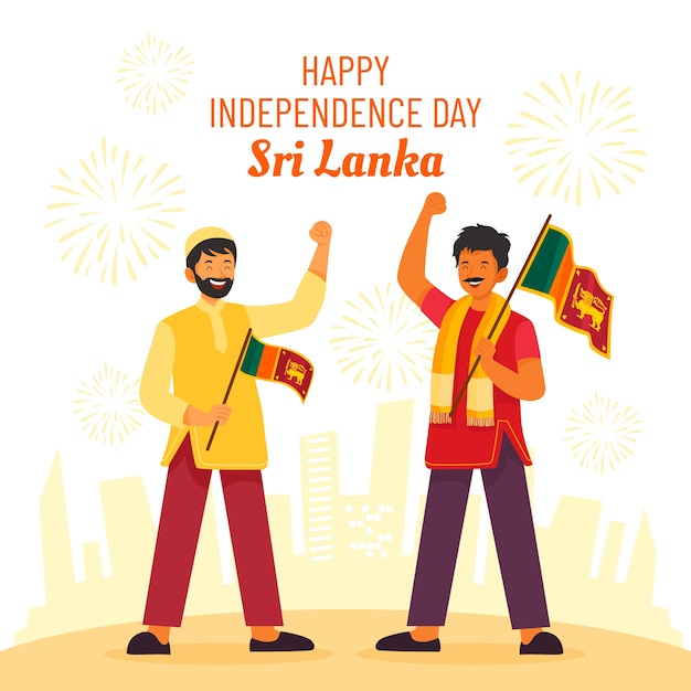 Flat sri lanka independence day illustration