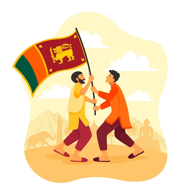 Free Vector flat sri lanka independence day illustration