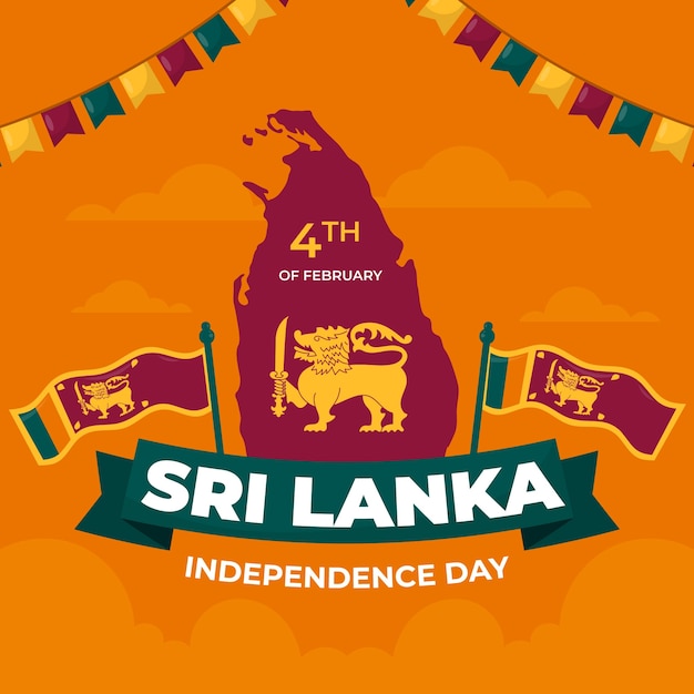 Free Vector flat sri lanka independence day illustration