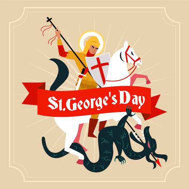 Flat st. george's day illustration with knight