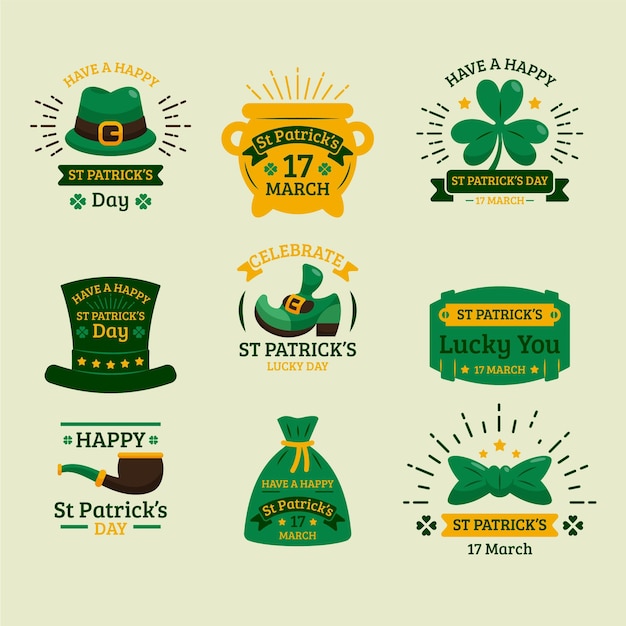 Flat st. patrick's day badge collection