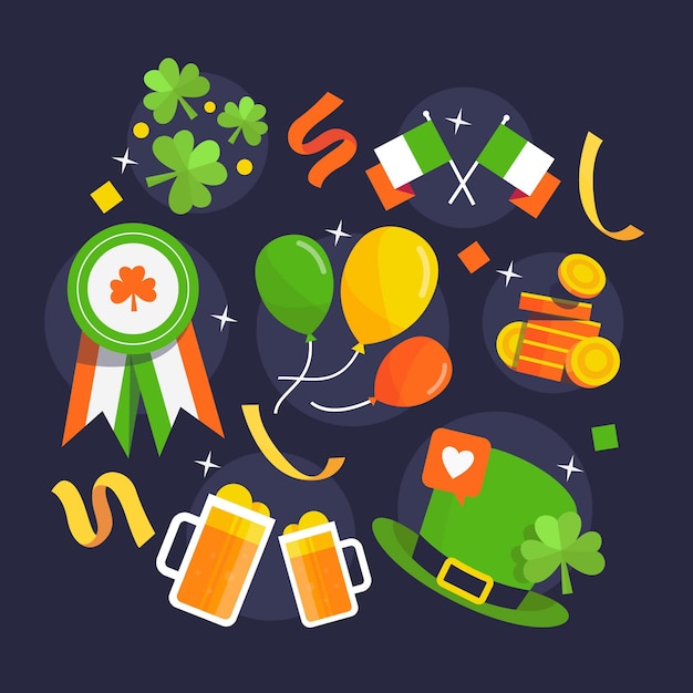 Free Vector flat st. patrick's day elements set