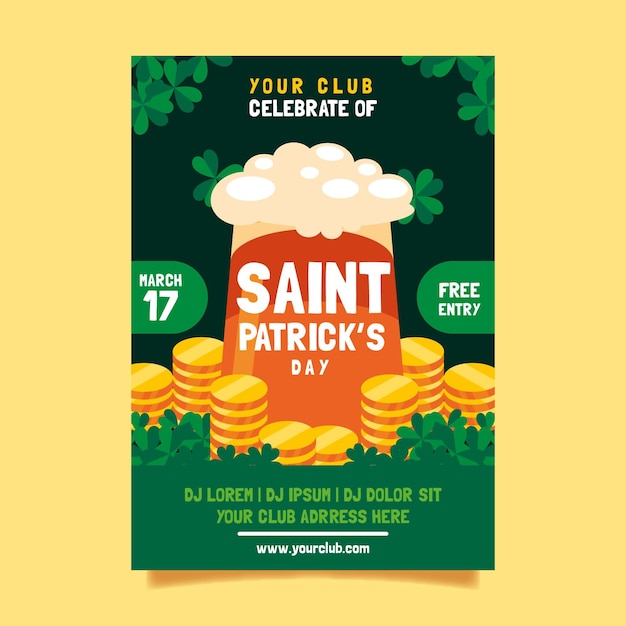 Free Vector flat st. patrick's day flyer template