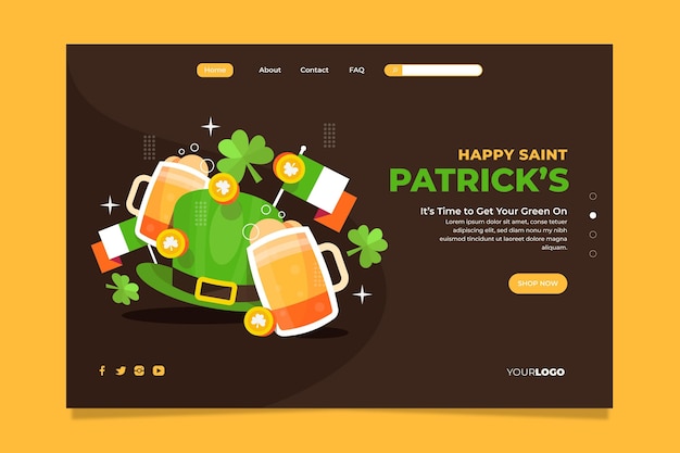 Flat st. patrick's day landing page template