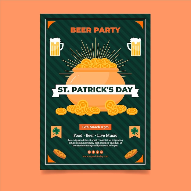 Flat st. patrick's day vertical poster template