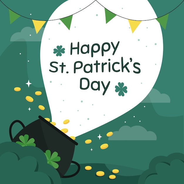 Free Vector flat st. patrick's day with treasure illustration and lettering