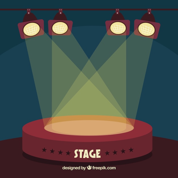 Free vector flat stage podium with elegant lightning