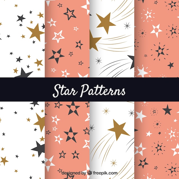 Free vector flat star patterns collection