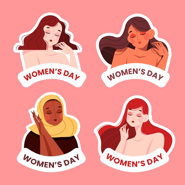 Flat stickers collection for international women's day celebration