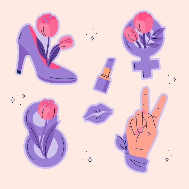 Free Vector flat stickers collection for international women's day celebration