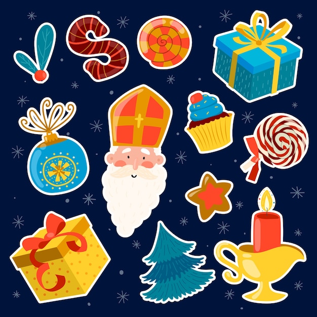 Flat stickers collection for sinterklaas holiday