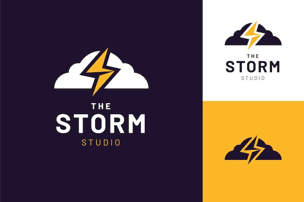 Free Vector flat storm logo templates set