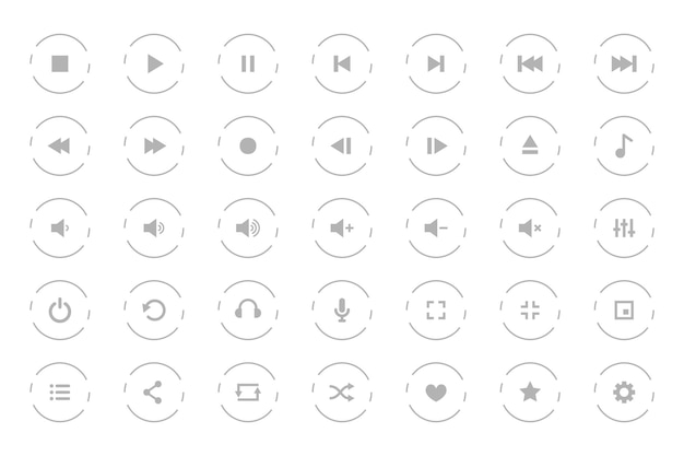 Free vector flat style audio player button sign in collection