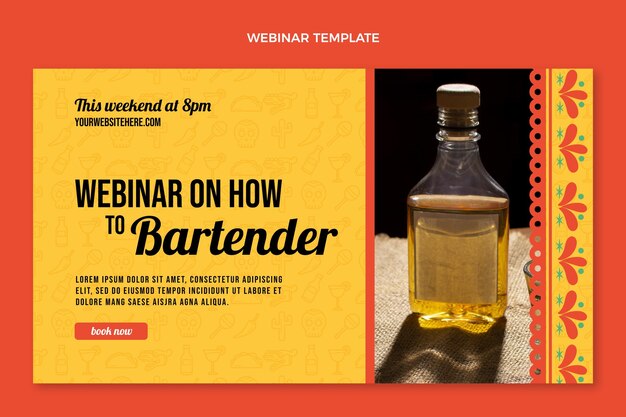 Flat style bartender webinar template