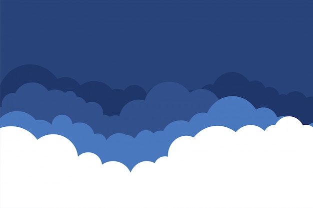 Flat style clouds in blue shades background