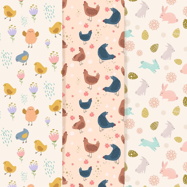 Flat style easter day pattern set