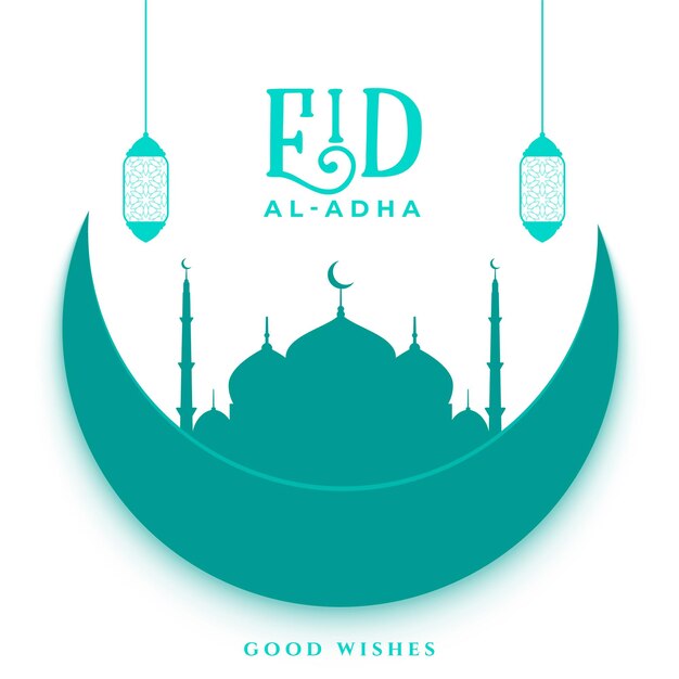 Flat style eid al adha holy festival wishes card