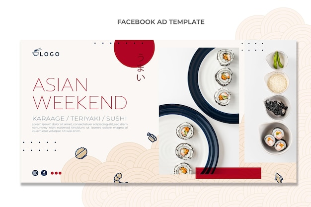 Flat style food facebook template