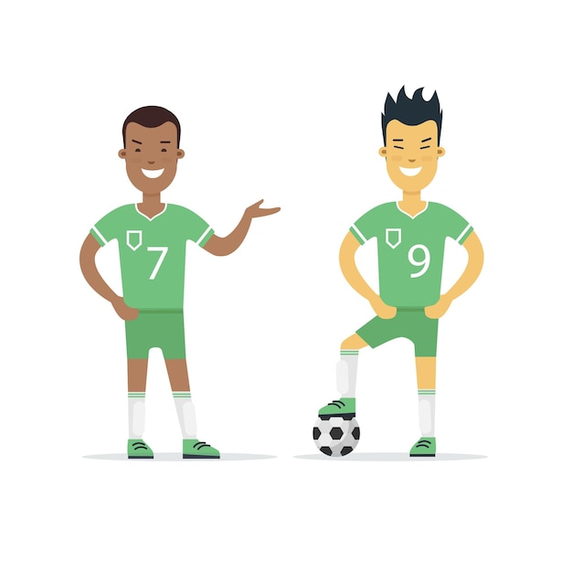 Flat style football Soccer male Player with ball vector illustration