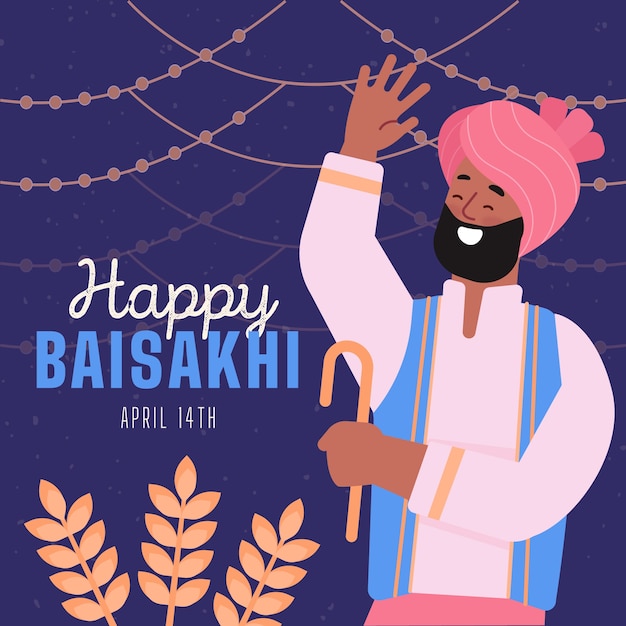 Flat style happy baisakhi