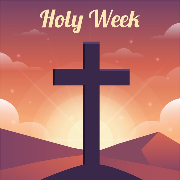 Flat style holy week celebration