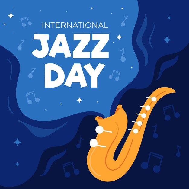 Flat style international jazz day