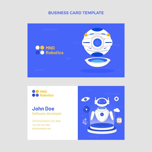 Flat style minimal technology horizontal business card