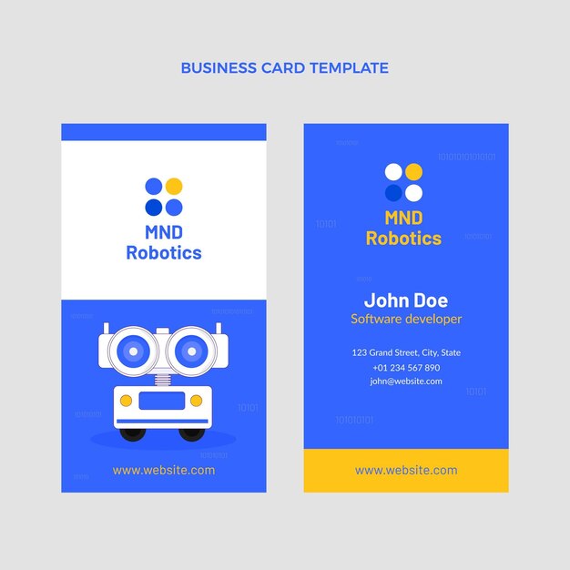 Flat style minimal technology vertical business card