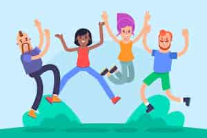 Free vector flat style people jumping