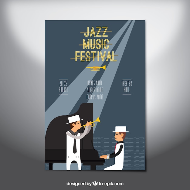 Free vector flat style poster for jazz music festival