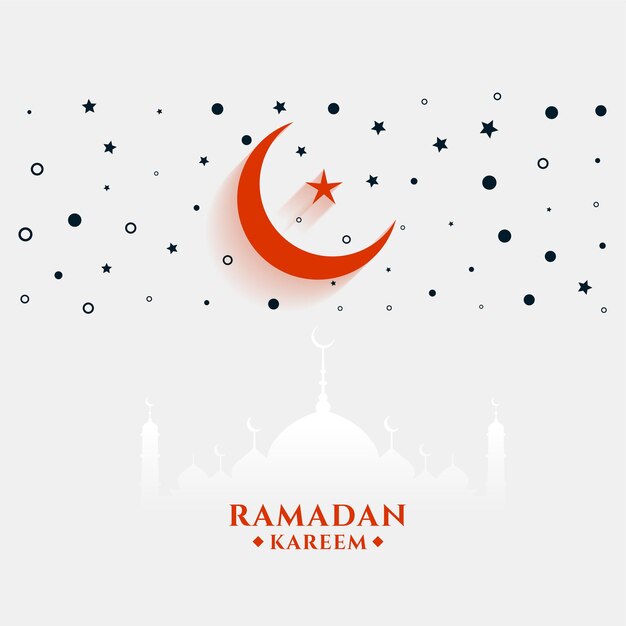 Flat style ramadan kareem greeting with moon and star