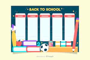 Free vector flat style school timetable template