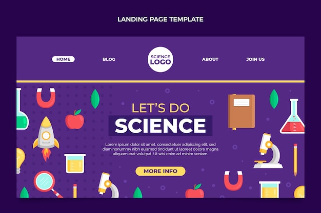 Flat style science landing page template