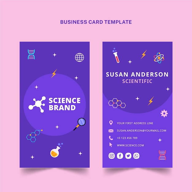 Flat style science vertical business card