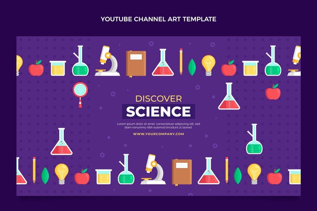 Flat style science youtube channel template