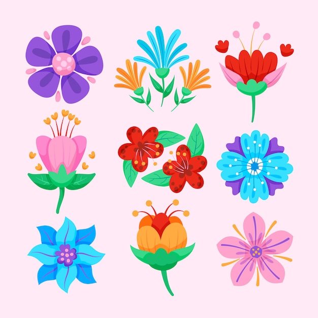 Free Vector flat style spring flower collection