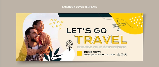 Free Vector flat style travel adventure facebook cover