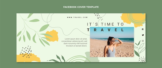 Flat style travel facebook cover template