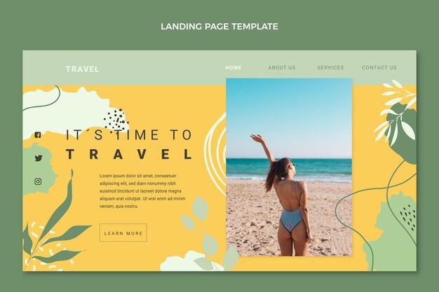 Flat style travel landing page template